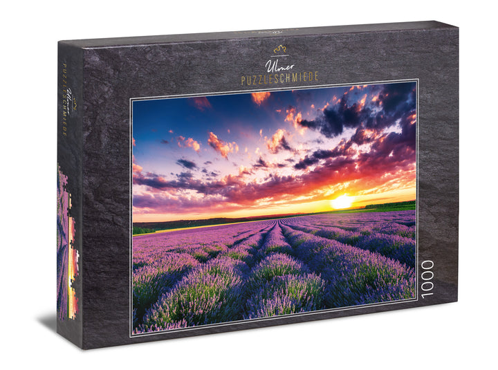 Puzzle 1000 Teile "Lavendelblüten" - Sonnenuntergang Provence