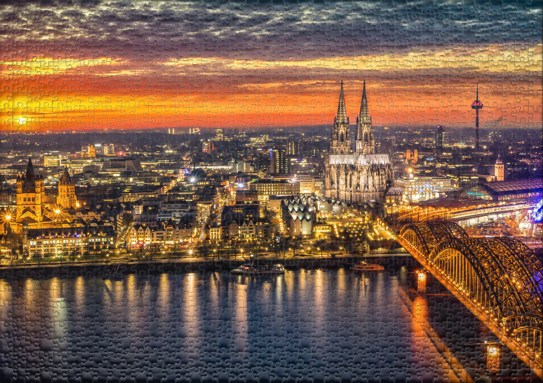 Puzzle 1000 Teile "Köln im Abendrot"