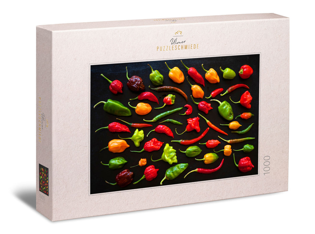 Puzzle 1000 Teile "Buntes Feuer" - scharfe Chilis