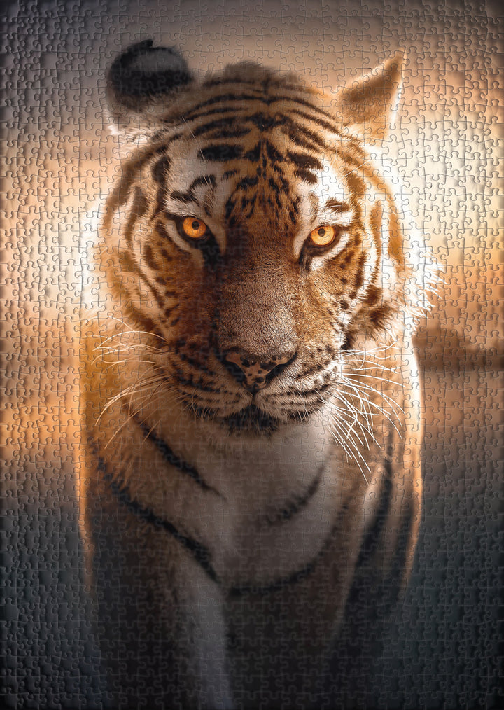 Puzzle 1000 Teile "Augen der Nacht" - Tiger-Portrait