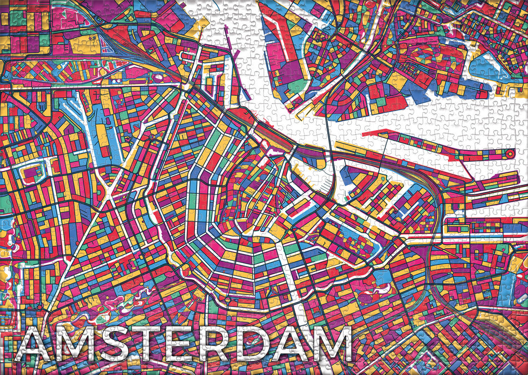 Puzzle 1000 Teile "Road Map Amsterdam"