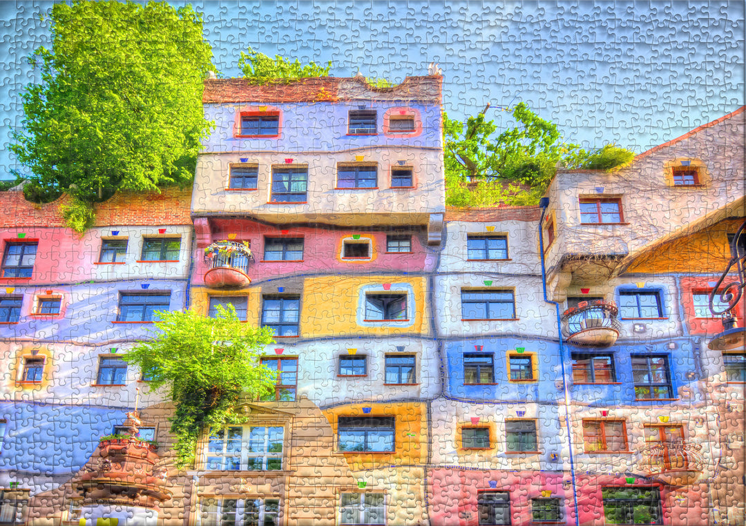 Puzzle 2000 Teile "Hundertwasserhaus"