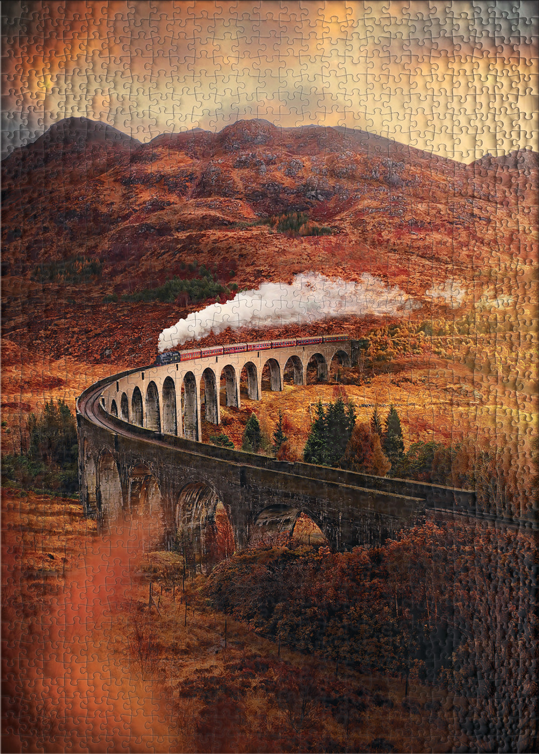 Glenfinnan Railway Viaduct & Jacobite Steam Train 1000 Piece Jigsaw Puzzle - Premium Made In USA